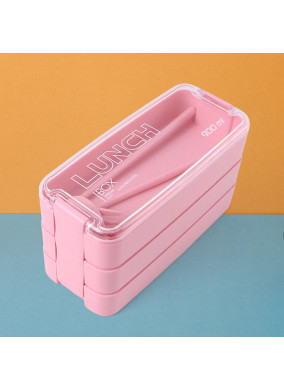 Eco-Friendly 3-Layer Stackable Lunch Box Set with Cutlery
