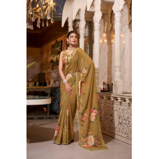 Brown Digital Printed Georgette Saree