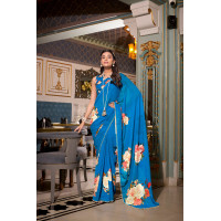 Firozi Digital Printed Georgette Saree