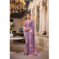 Grey Digital Printed Georgette Saree