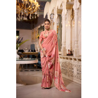 Orange Digital Printed Georgette Saree