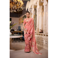 Orange Digital Printed Georgette Saree