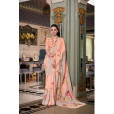 Peach Digital Printed Georgette Saree