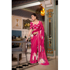 Pink Digital Printed Georgette Saree