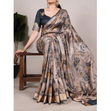 Black Tussar Silk With Viscose Border Saree