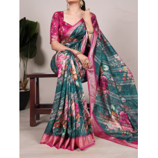   Mehndi Tussar Silk With Viscose Border Saree