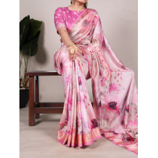  Pink Tussar Silk With Viscose Border Saree
