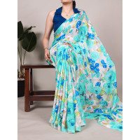Firozi Digital Printed Dull Satin Saree