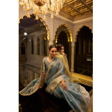 SKY Blue Lurex/Zari Border Silk Saree