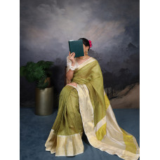 Green Jacquard Chex Saree