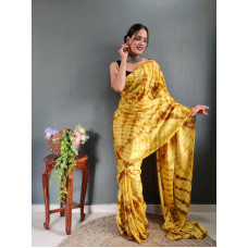 1 Minute Yellow Shade SOFT GEORGETTE SAREE