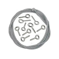 Bhushanbazar Heavy Duty Stainless Steel Wire Rope with Screw Eye Hooks Set (Multipurpose Hanging Kit)