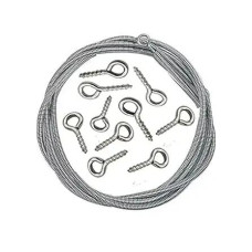 Bhushanbazar Heavy Duty Stainless Steel Wire Rope with Screw Eye Hooks Set (Multipurpose Hanging Kit)