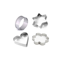 Cookie Cutter Stainless Steel Cookie Cutter With Shape Heart Round Star And Flower (4 Pieces)