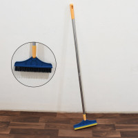 Bhushanbazar 2 in 1 Cleaning Brush & Wiper | Long Handle Floor Brush, Rotatable Cleaning Brush for Bathroom, Kitchen, 120 Degree Triangular Rotating Brush Head with Wiper
