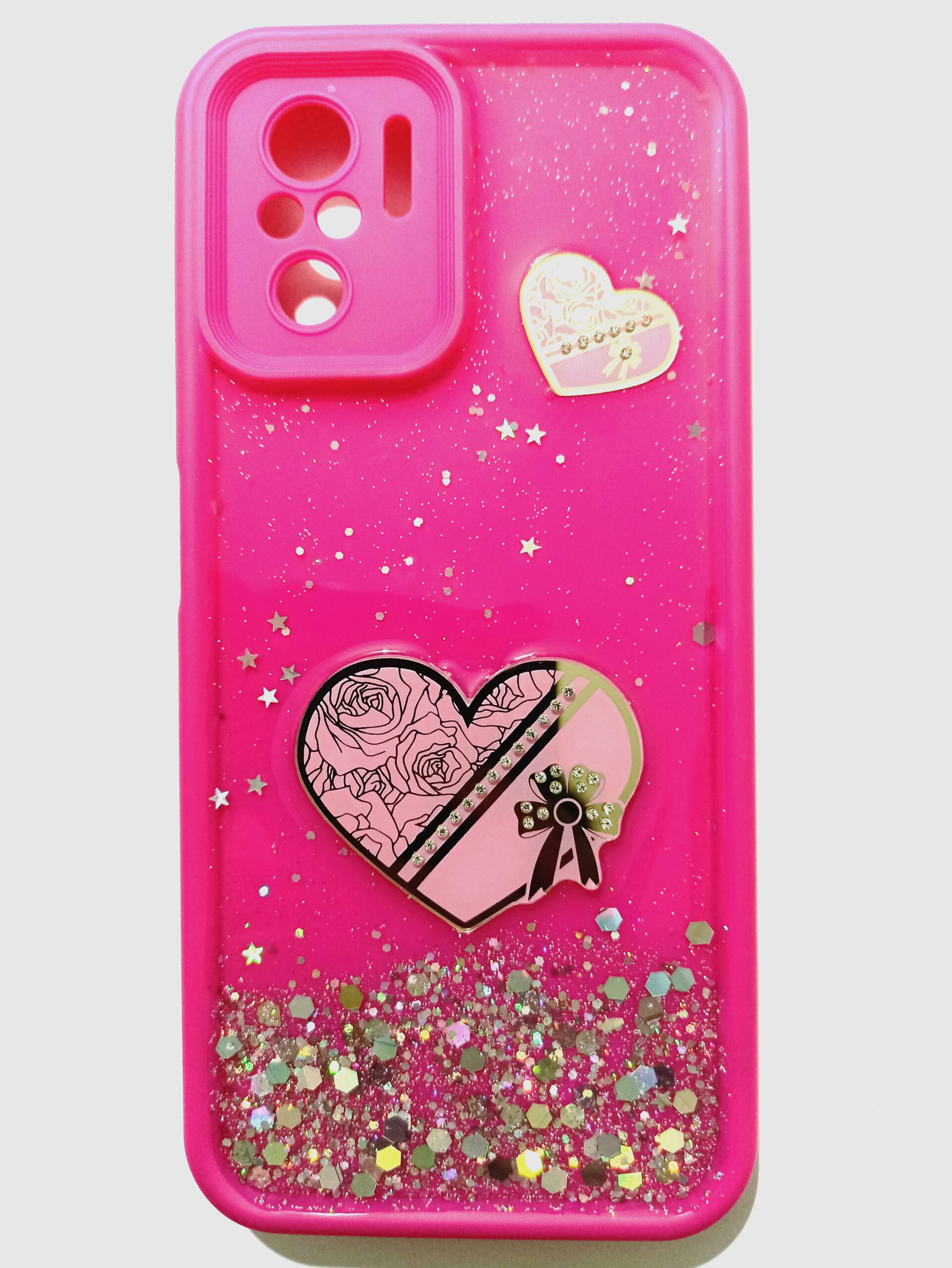 Mobile Case Compatible with Xiaomi Redmi Note 10 / 10S / Note 11 SE, Non Moving Glitter Cover for Girls & Women Soft TPU Shockproof Anti Scratch Drop Protection Cover (Pink) - Image 2